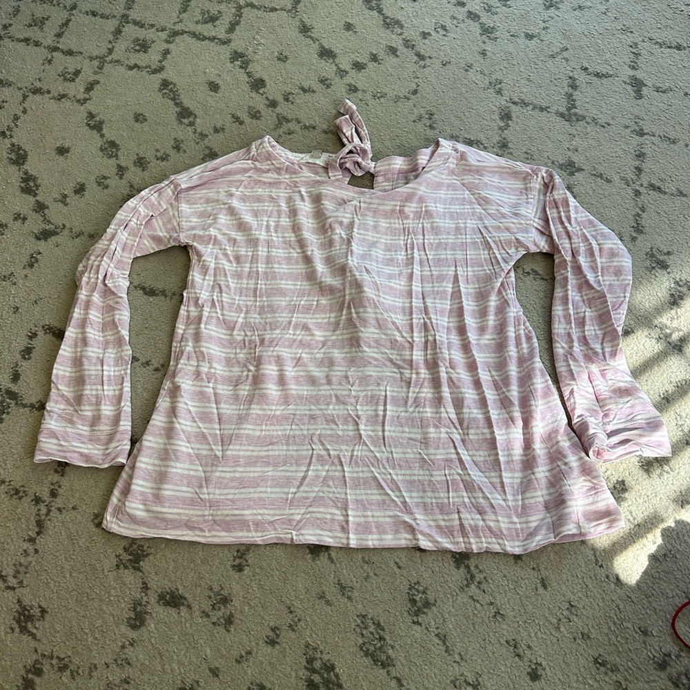 LOFT Pink Striped Long Sleeve Top
